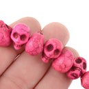 12mm PINK Howlite Skull Beads, Drilled Sideways, full strand, about 40 beads, how0675
