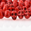 12mm RED Howlite Skull Beads, Drilled Sideways, full strand, about 40 beads, how0676