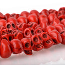 12mm RED Howlite Skull Beads, Drilled Sideways, full strand, about 40 beads, how0676