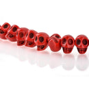 12mm RED Howlite Skull Beads, Drilled Sideways, full strand, about 40 beads, how0676