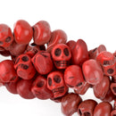 12mm RED Howlite Skull Beads, Drilled Sideways, full strand, about 40 beads, how0676