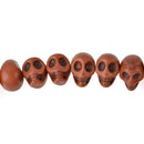 12mm BROWN Howlite Skull Beads, Drilled Sideways, full strand, about 40 beads, how0677