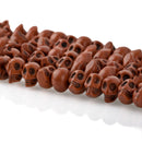12mm BROWN Howlite Skull Beads, Drilled Sideways, full strand, about 40 beads, how0677