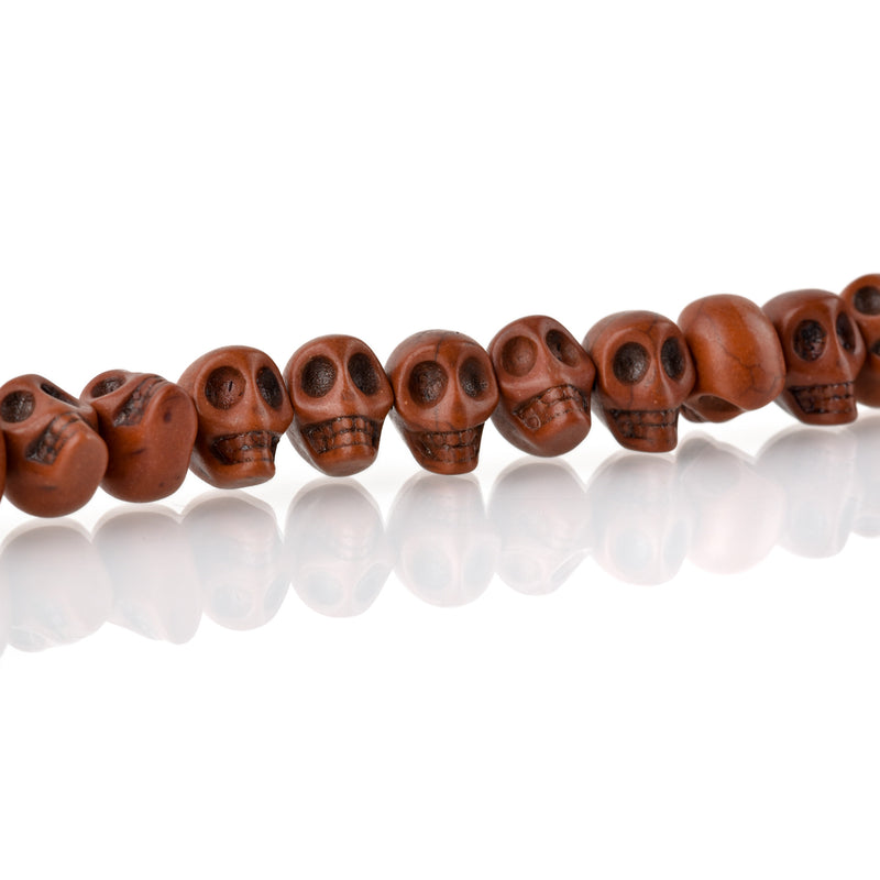 12mm BROWN Howlite Skull Beads, Drilled Sideways, full strand, about 40 beads, how0677
