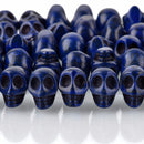 12mm DARK BLUE Howlite Skull Beads, Drilled Sideways, full strand, about 40 beads, how0678