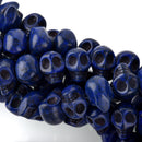 12mm DARK BLUE Howlite Skull Beads, Drilled Sideways, full strand, about 40 beads, how0678