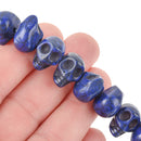 12mm DARK BLUE Howlite Skull Beads, Drilled Sideways, full strand, about 40 beads, how0678
