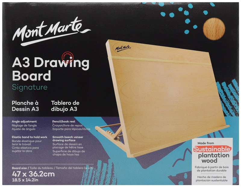 Wood Drawing Board Easel A3 with elastic band, 18.5 x 14.2in, tol1145