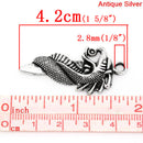 6 Silver Pewter DRAGON HEAD Charm Pendants   42mm x 21mm chs0811