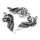 6 Silver Pewter DRAGON HEAD Charm Pendants   42mm x 21mm chs0811
