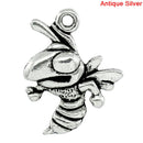 8 Silver Pewter BEE or HORNET Mascot Animal Charm Pendants, chs1296