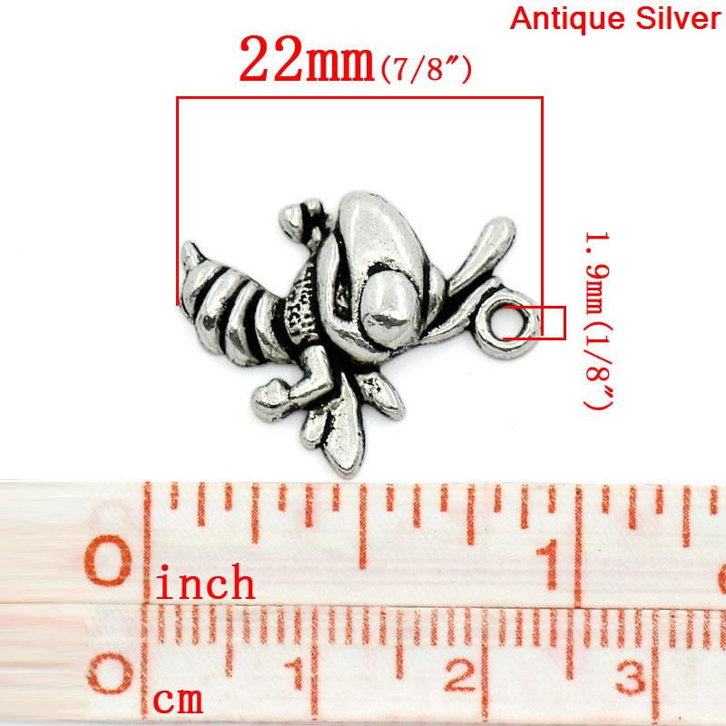 8 Silver Pewter BEE or HORNET Mascot Animal Charm Pendants, chs1296