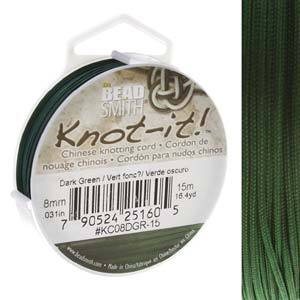 Chinese Knotting Cord Dark Green 0.8mm, 15m, cor0413