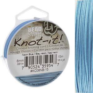 Chinese Knotting Cord Neon Blue 0.8mm, 15m, cor0408