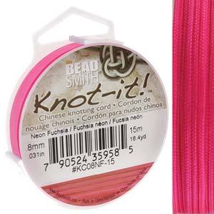 Chinese Knotting Cord Neon Fuchsia 0.8mm, 15m, cor0517