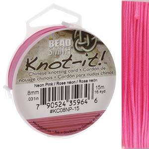 Chinese Knotting Cord Neon Pink 0.8mm, 15m, cor0405