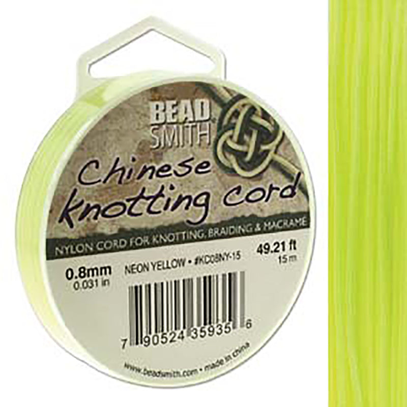 Chinese Knotting Cord Neon Yellow 0.8mm, 15m, cor0426