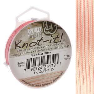 Chinese Knotting Cord Pink 0.8mm, 15m, cor0402