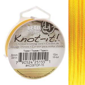 Chinese Knotting Cord Topaz Yellow 0.8mm, 15m, cor0417