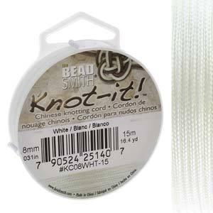 Chinese Knotting Cord White 0.8mm, 15m, cor0416