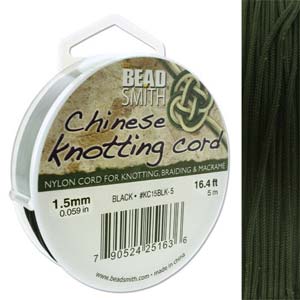 Chinese Knotting Cord Black 1.5mm, 5m, cor0392
