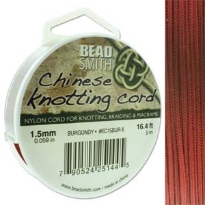 Chinese Knotting Cord Burgundy Red 1.5mm, 5m, cor0395