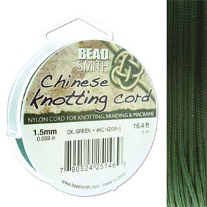 Chinese Knotting Cord Dark Green 1.5mm, 5m, cor0394