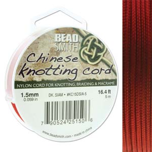 Chinese Knotting Cord Dark Siam Red 1.5mm, 5m, cor0385