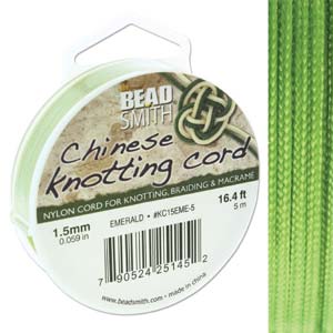 Chinese Knotting Cord Emerald Olive Green 1.5mm, 5m, cor0389