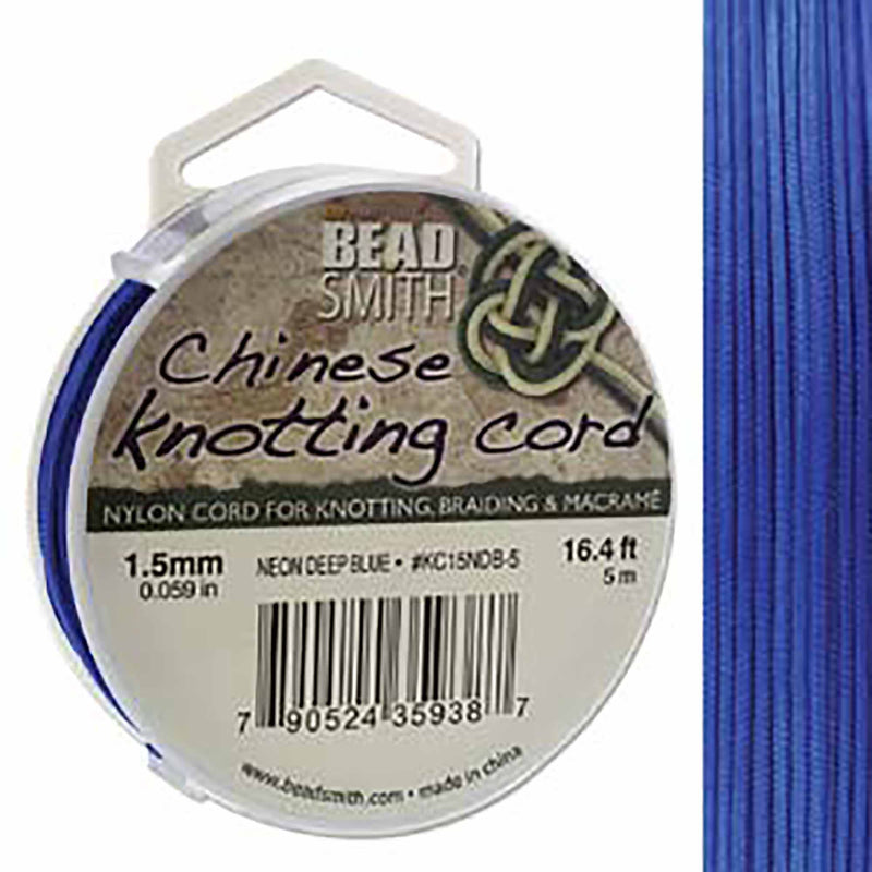 Chinese Knotting Cord Neon Deep Blue 1.5mm, 5m, cor0475