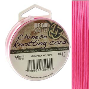 Chinese Knotting Cord Neon Pink 1.5mm, 5m, cor0393