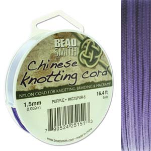 Chinese Knotting Cord Purple 1.5mm, 5m, cor0391