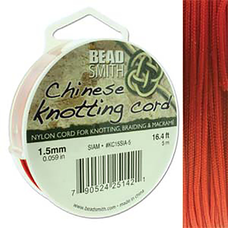 Chinese Knotting Cord Siam Red 1.5mm, 5m, cor0383