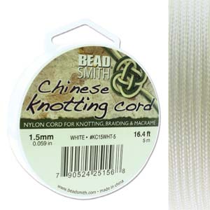 Chinese Knotting Cord White 1.5mm, 5m, cor0388