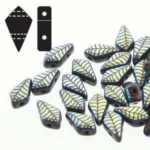 Kite Beads, Jet Laser Leaf, 24g, Czech Glass, KT9523980-28703LA, bsd1018