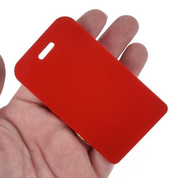 10 Acrylic LUGGAGE TAGS Blanks, RED Laser Cut Acrylic shapes, 1/8" thick, for key chains, bag tags, 3.5" x 2" Lca0169a