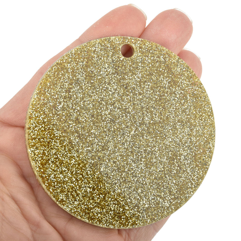 10 GOLD GLITTER Circle Blanks 3" Laser Cut Acrylic Blanks Disc Lca0203a