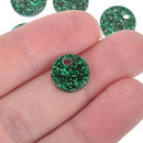 10 GREEN GLITTER Circle Charms Blanks 1/2" Laser Cut Acrylic Disc Lca0514