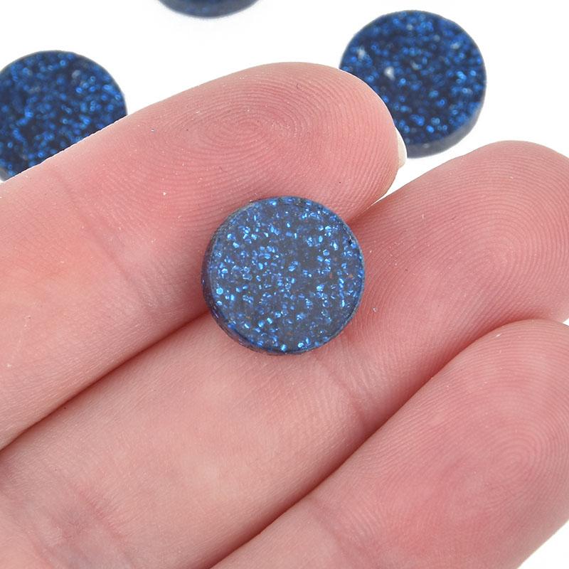 10 Royal BLUE Glitter Circle Cabochon Blanks 1/2" Laser Cut Acrylic NO HOLE Lca0519