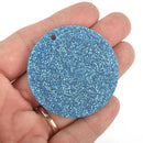 10 TURQUOISE BLUE Glitter Circle Keychain Blanks 2" Laser Cut Acrylic Charms Disc Lca0531