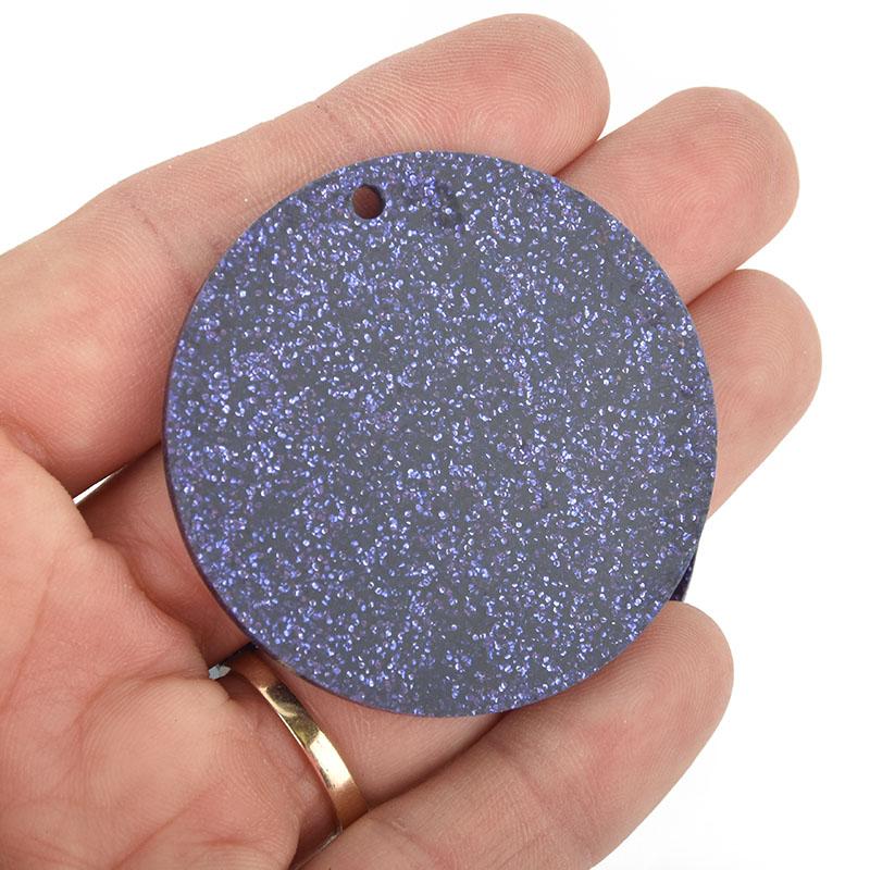 10 DARK PURPLE GLITTER Circle Key chain Blanks 2" Laser Cut Acrylic Disc Lca0544