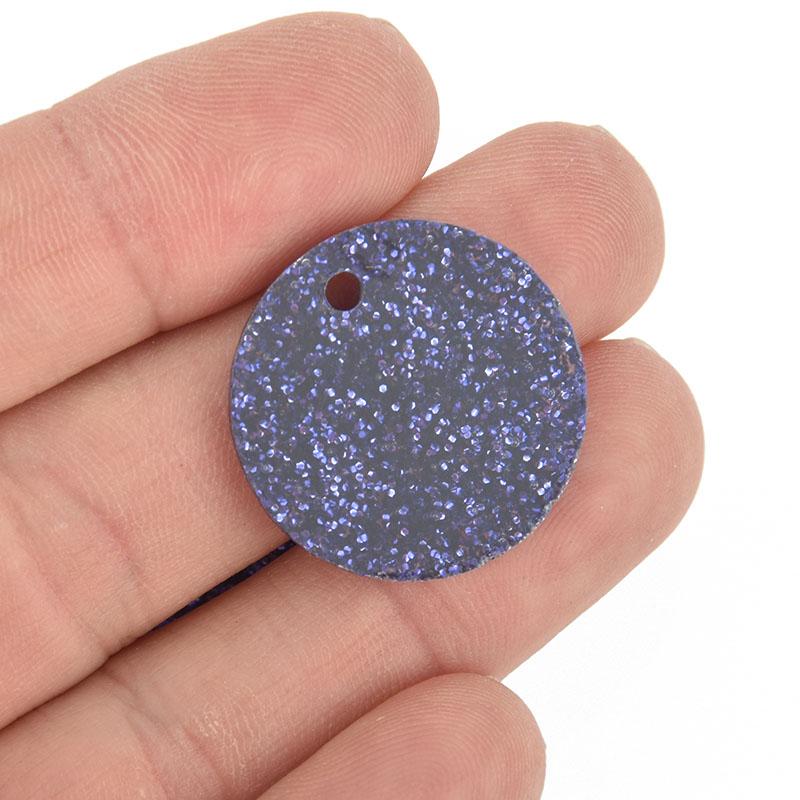 10 DARK PURPLE GLITTER Circle Charms Blanks 1" Laser Cut Acrylic Disc Lca0546