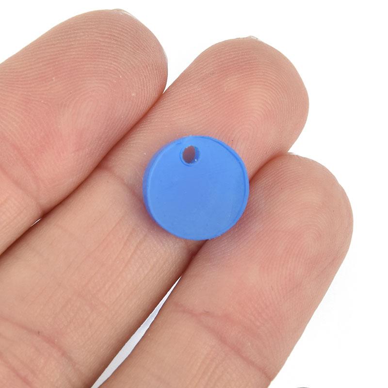 10 BLUE TRANSLUCENT 1/2" Circle Charms Blanks Laser Cut Acrylic Disc Lca0597