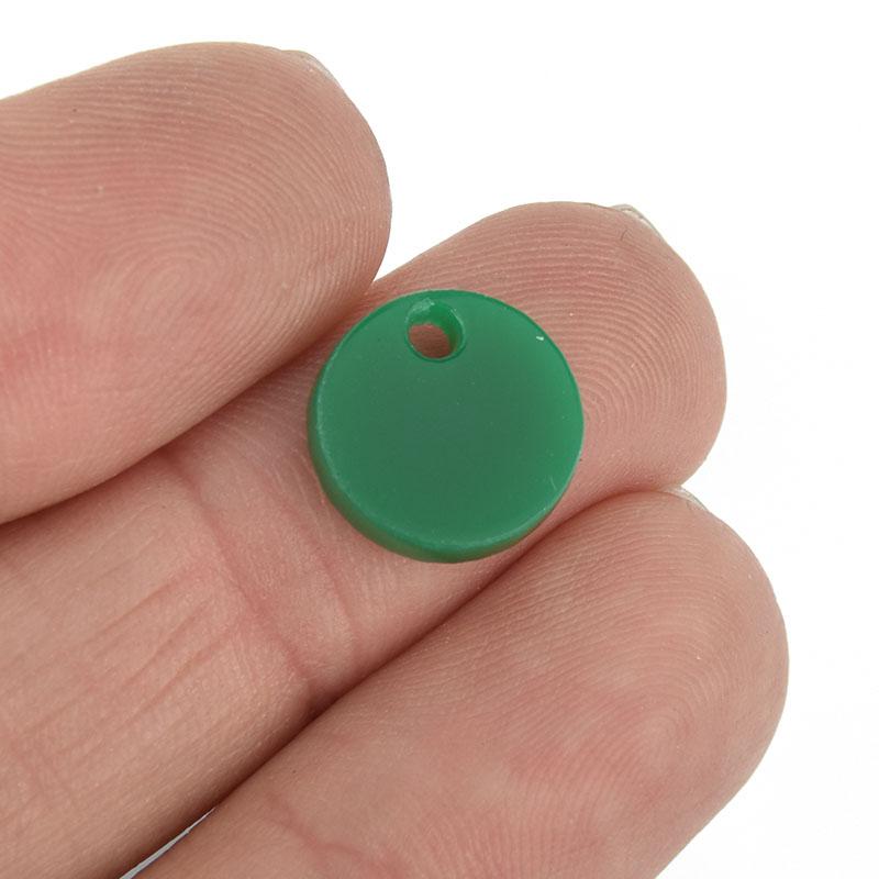 10 DARK GREEN OPAQUE 1/2" Circle Charms Blanks Laser Cut Acrylic Disc Lca0598