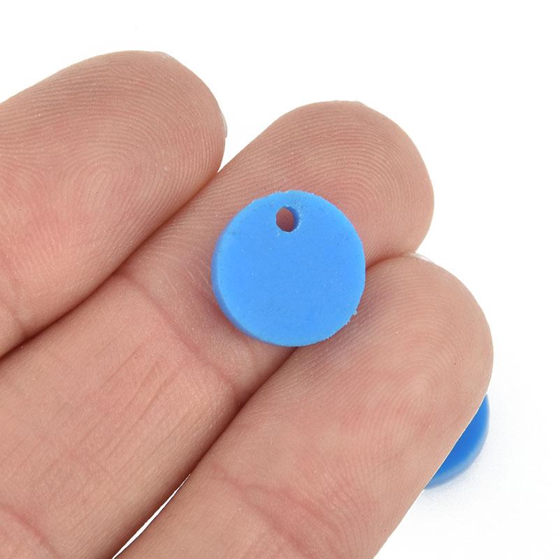 10 BLUE OPAQUE 1/2" Circle Charms Blanks Laser Cut Acrylic Disc Lca0600