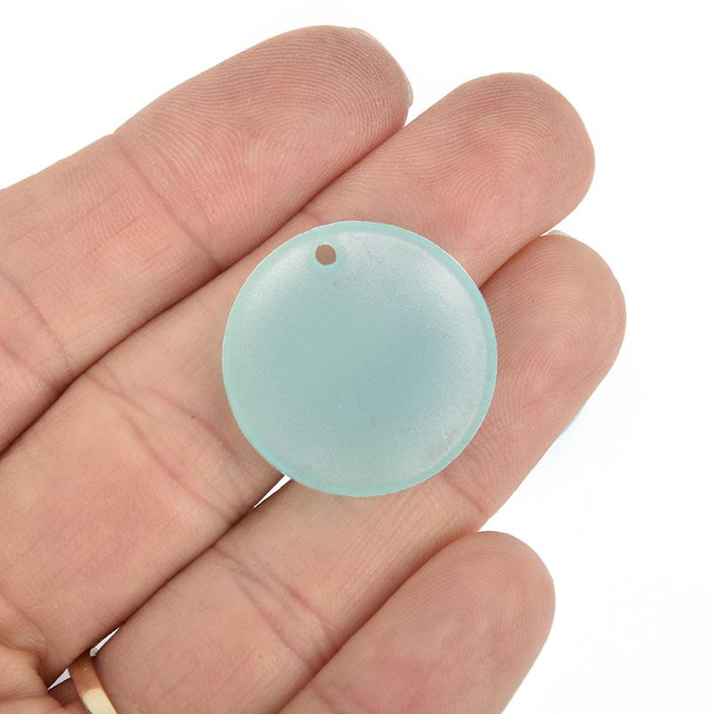 10 CARIBBEAN BLUE TRANSLUCENT 1" Acrylic Circle Charms blanks round drop  Lca0601