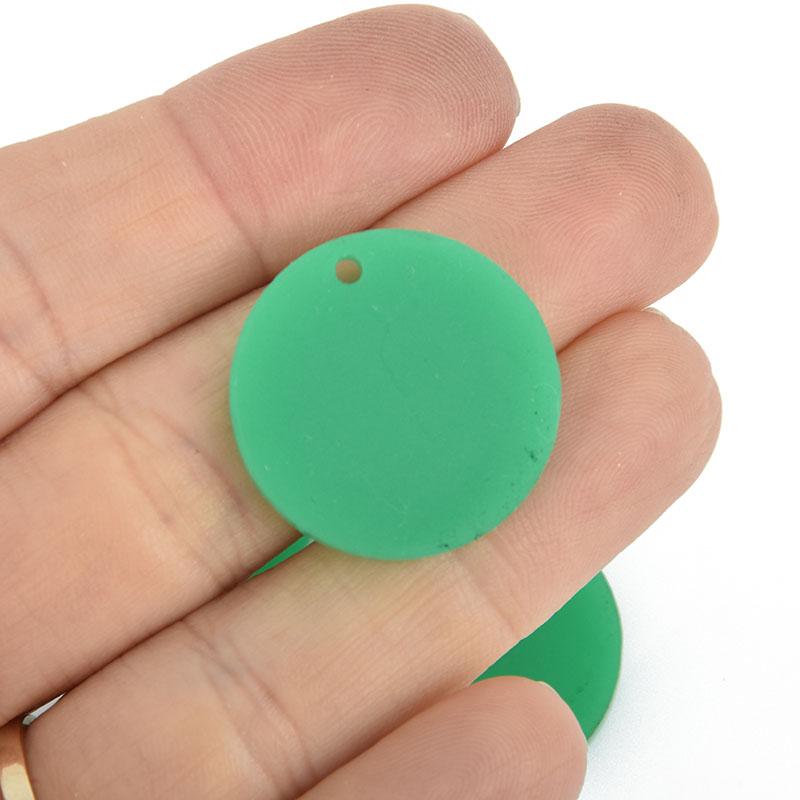 10 KELLY GREEN OPAQUE 1" Acrylic Circle Charms blanks round drop Lca0605