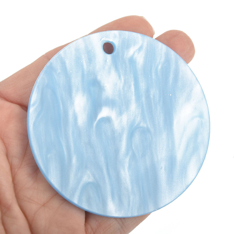 5 BLUE PEARL ACRYLIC 3" Circle Key Chain Blanks Laser Cut Acrylic Blanks Disc Lca0615
