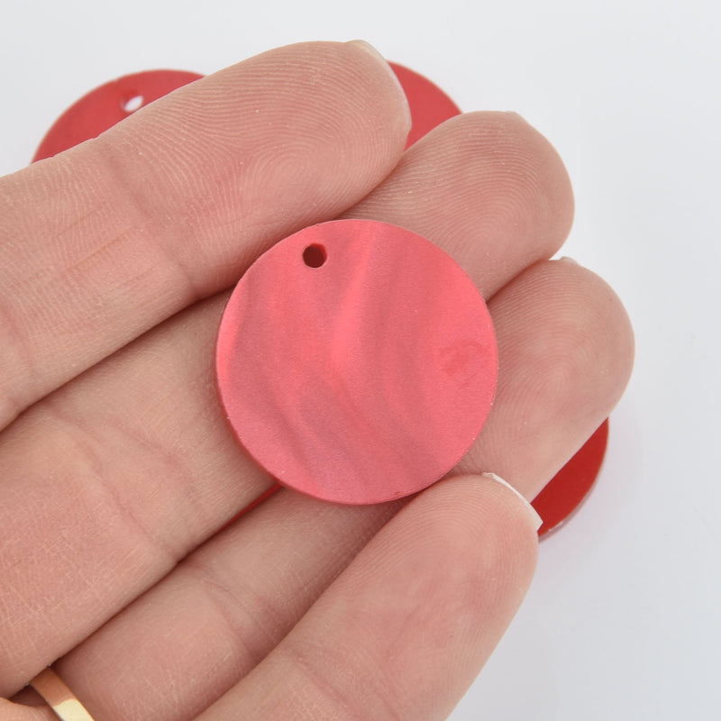10 RED PEARL ACRYLIC 1" Circle Charm Blanks Laser Cut Acrylic Blanks Disc Lca0623