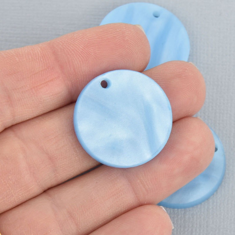 10 BLUE PEARL ACRYLIC 1" Circle Charm Blanks Laser Cut Acrylic Blanks Disc Lca0625